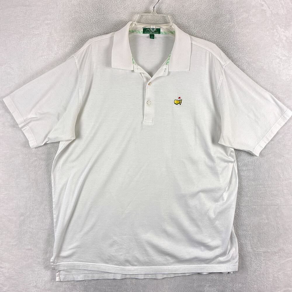 Masters x Peter Millar Polo Shirt Mens XL White Embroidered Preppy Golf Outdoor
